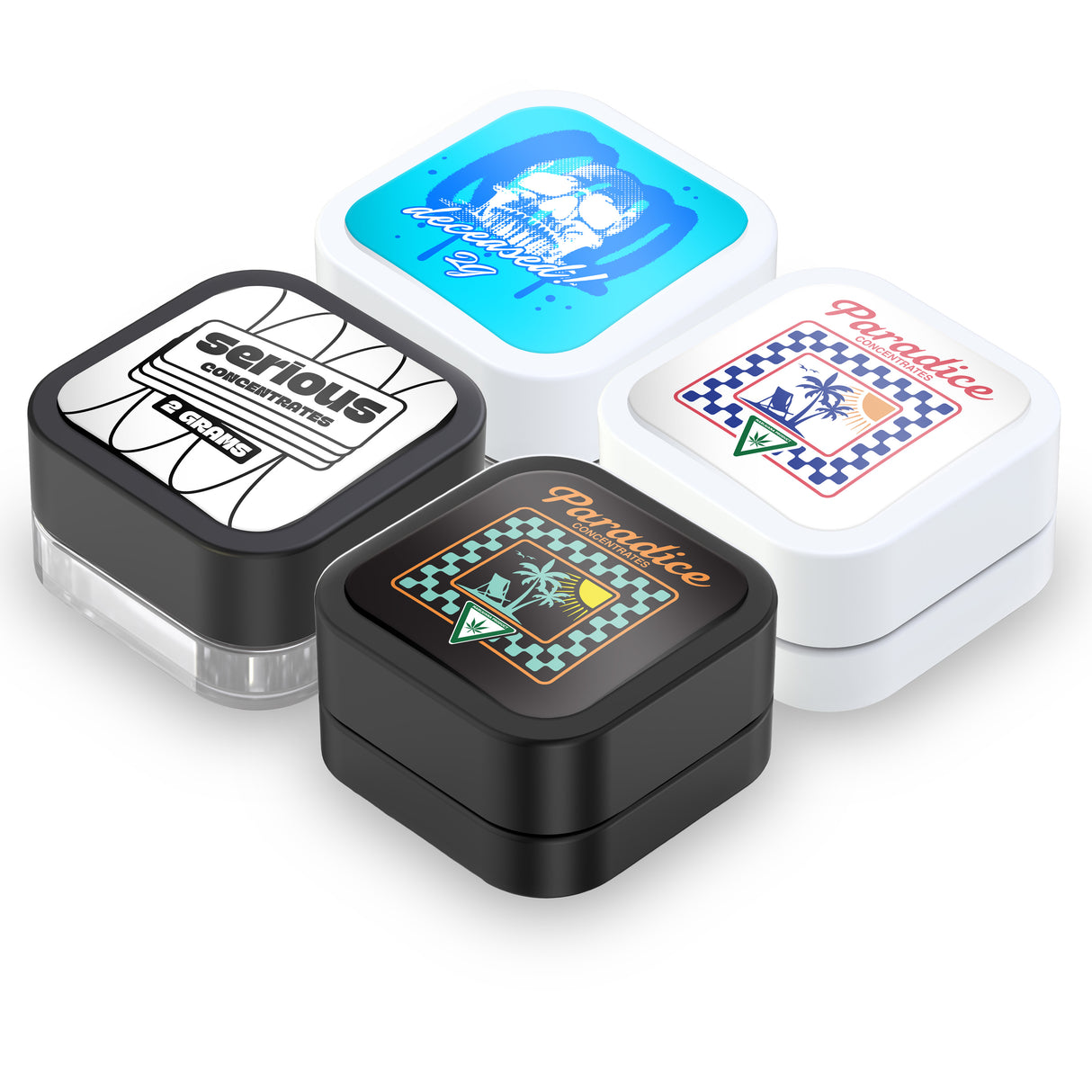 Custom Pre-Labeled 9ml Child Resistant Square Glass Concentrate Jar