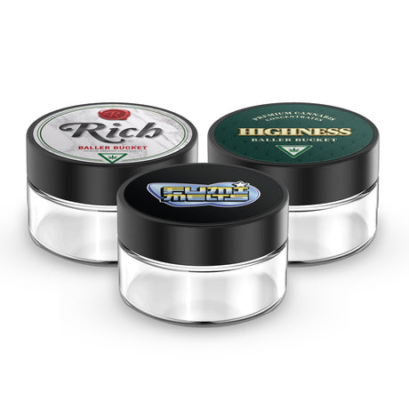 Custom Pre-labeled 1oz Child Resistant Glass Jar - Low Profile