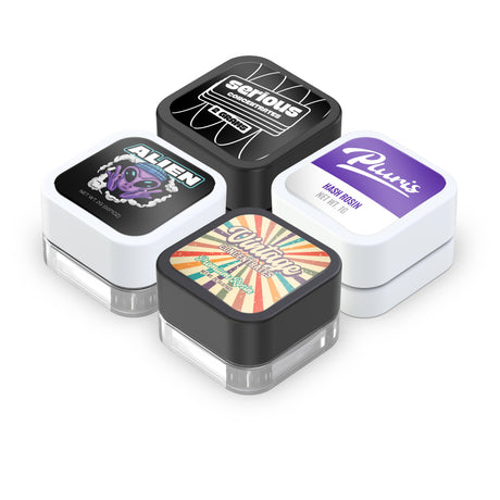 Custom Pre-Labeled 5ml Child Resistant Square Glass Concentrate Jar