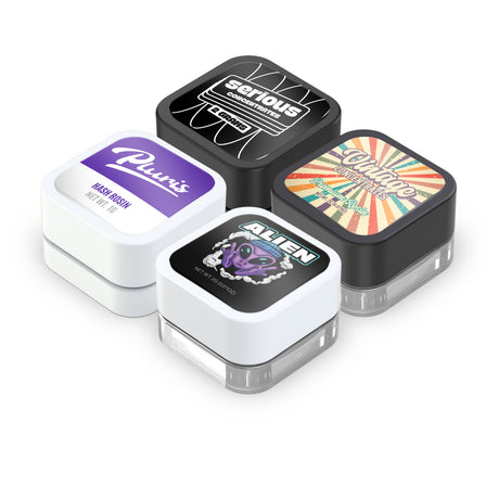 Custom Pre-Labeled 5ml Child Resistant Square Glass Concentrate Jar