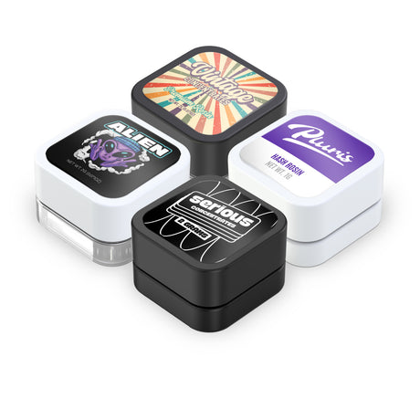 Custom Pre-Labeled 5ml Child Resistant Square Glass Concentrate Jar