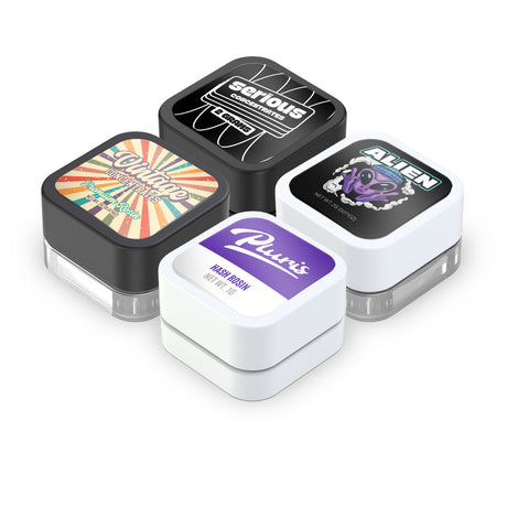 Custom Pre-Labeled 5ml Child Resistant Square Glass Concentrate Jar