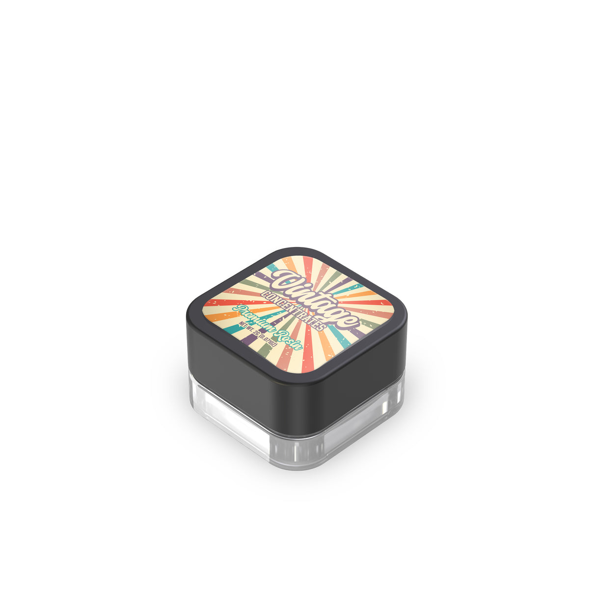Custom Pre-Labeled 5ml Child Resistant Square Glass Concentrate Jar