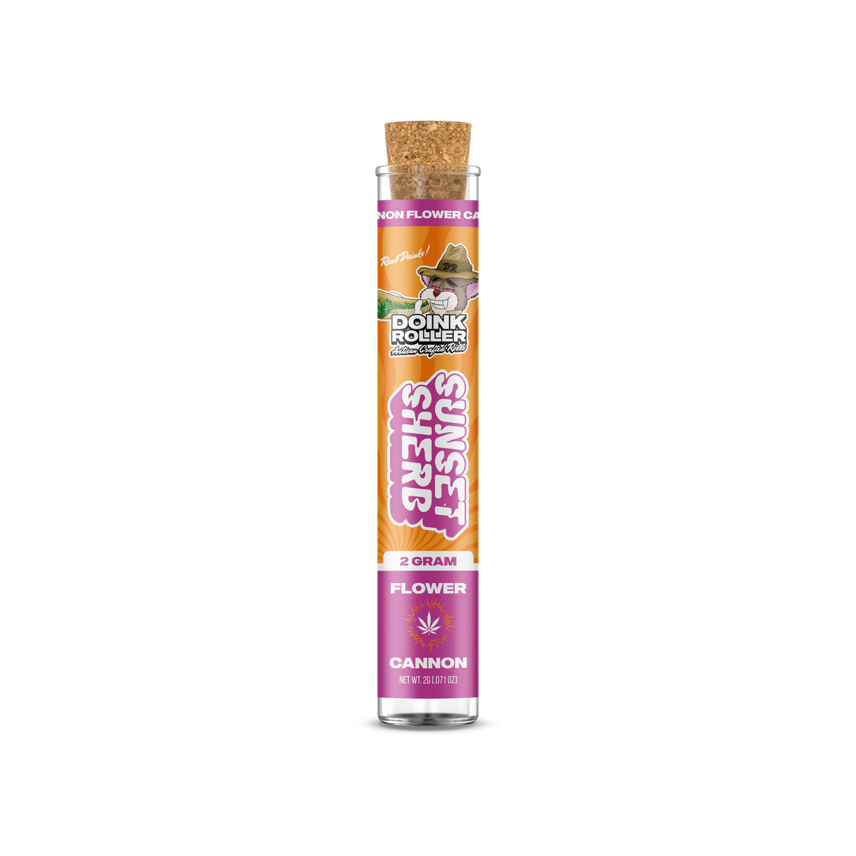 Custom Pre-Labeled 116mm Child-Resistant Glass Pre Roll Tube with Cork Lid